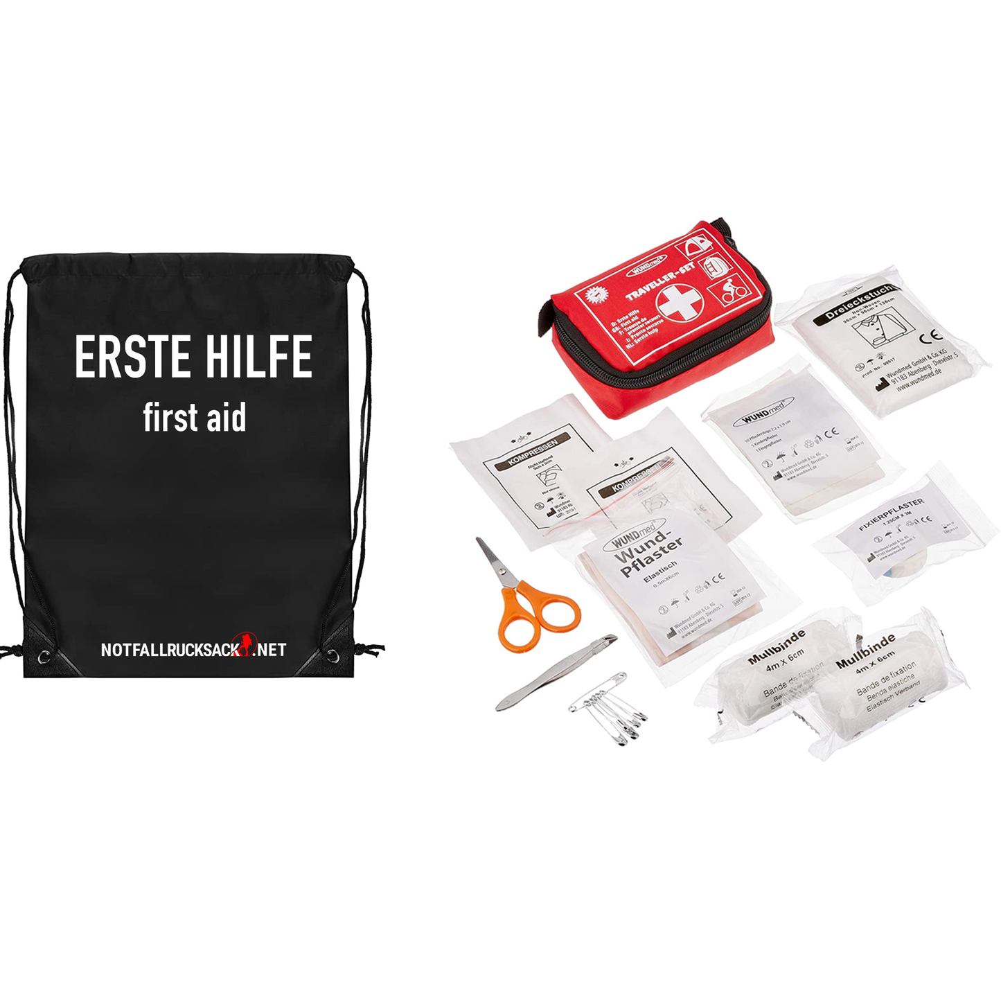 Noodrugzak voor 2 personen - dubbele inhoud - inclusief eten, slapen, EHBO vluchtrugzak dubbel
