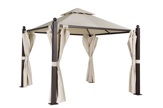 Garden Gazebo Large Gazebo for the garden, metal/polyester, 3 x 3 x 2.88 m, UV protection, weatherproof, beige