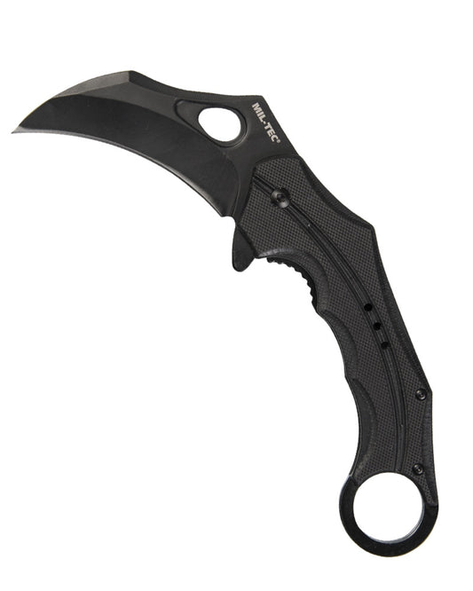 Karambit eenhandsmes G10 met riemclip zwart