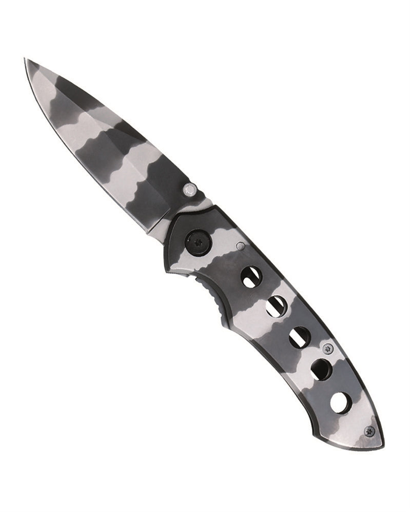 One-hand knife with clip for attachment camouflage