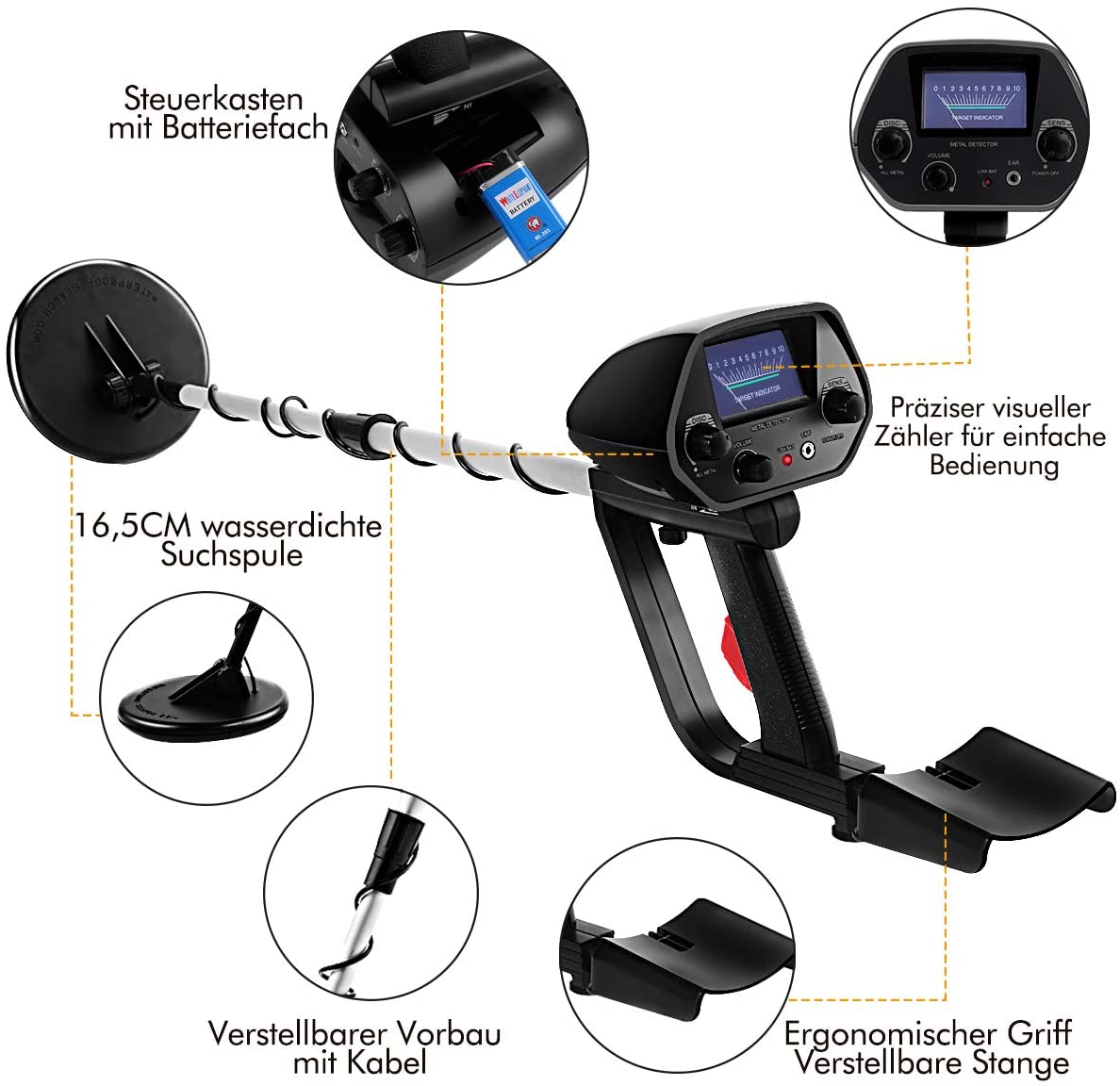 Metal detector Metal detector, metal detector Adjustable handle from 78-107cm