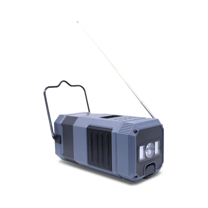 DABBIE - De alles-in-één camping-noodradio met DAB+, Bluetooth, slingerbediening en grijze campinglamp (AM/FM)