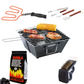Mini grill gift set starter kit with grill, charcoal, tongs & brush