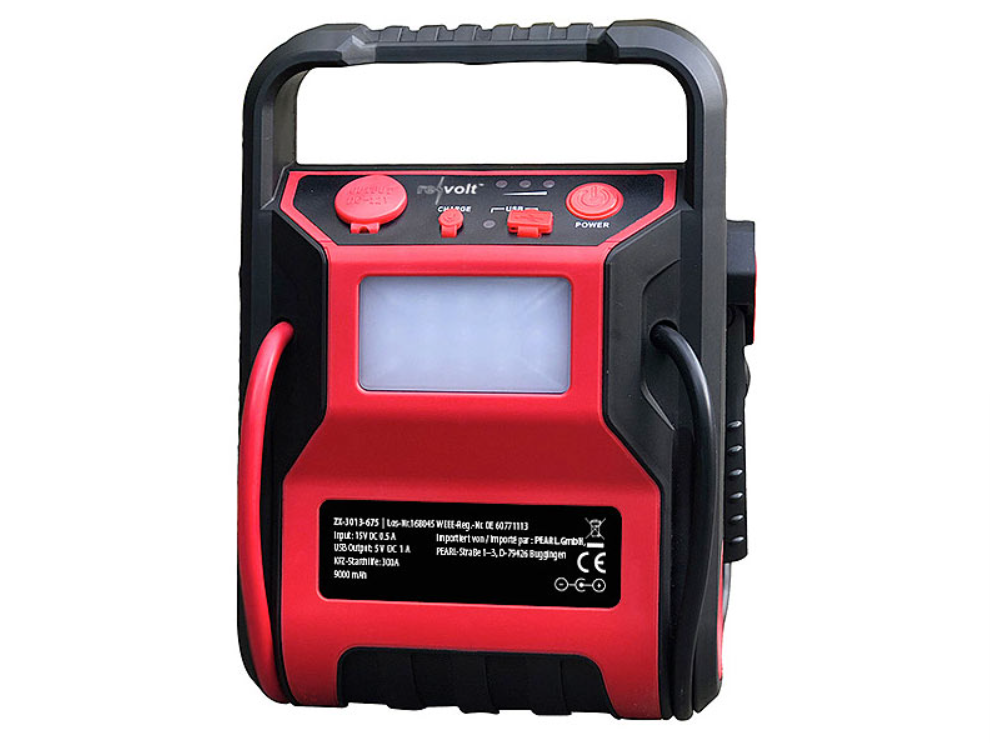 5 in 1 product: power bank - jump starter - compressor - 12 V connection - light/lamp/light source