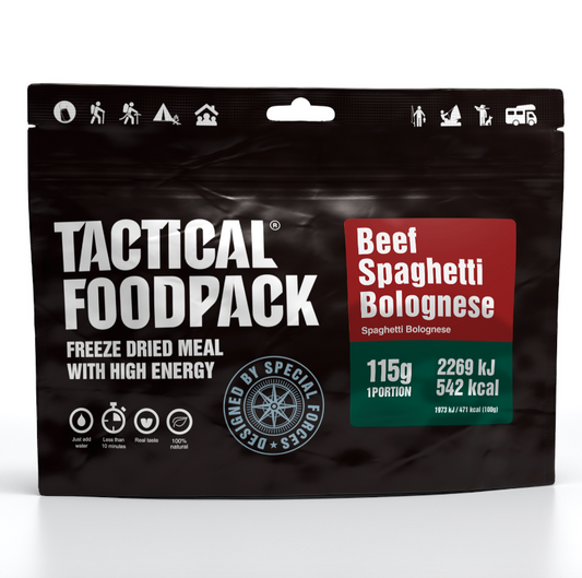 Spaghetti Bolognese - 115 grams - main course/entree - meal - emergency ration/emergency food - emergency ration/emergency food - emergency pack/meal pack - food ration - survival ration - survival food - nutrients/nutrition