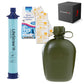 Waterreinigingsset waterfilter met fles en filtertabletten voor onderweg - waterreinigingspakket